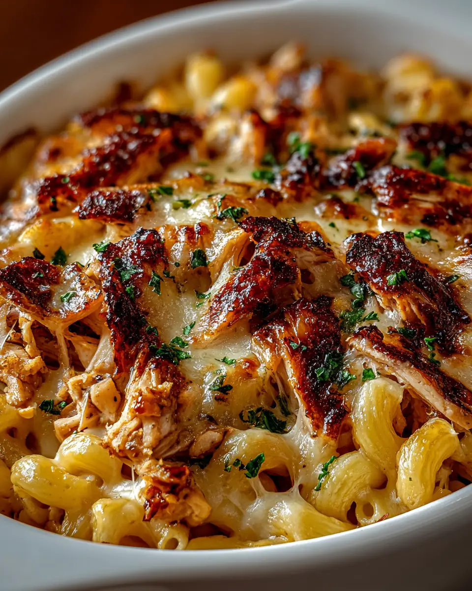 A delicious plate of BBQ Chicken Mac and Cheese