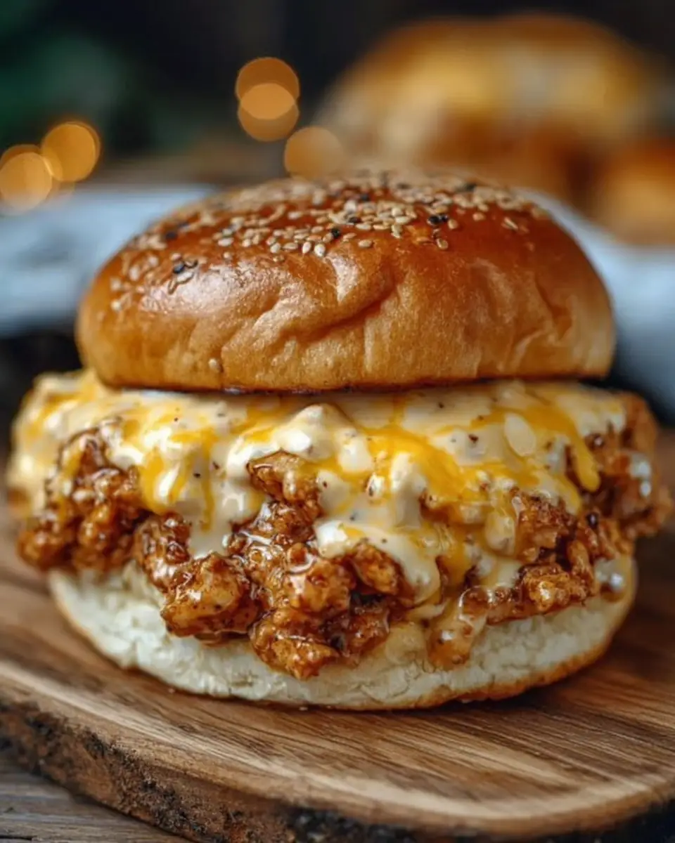 A delicious plate of Cajun Chicken Sloppy Joes with Creamy Cheese Sauce