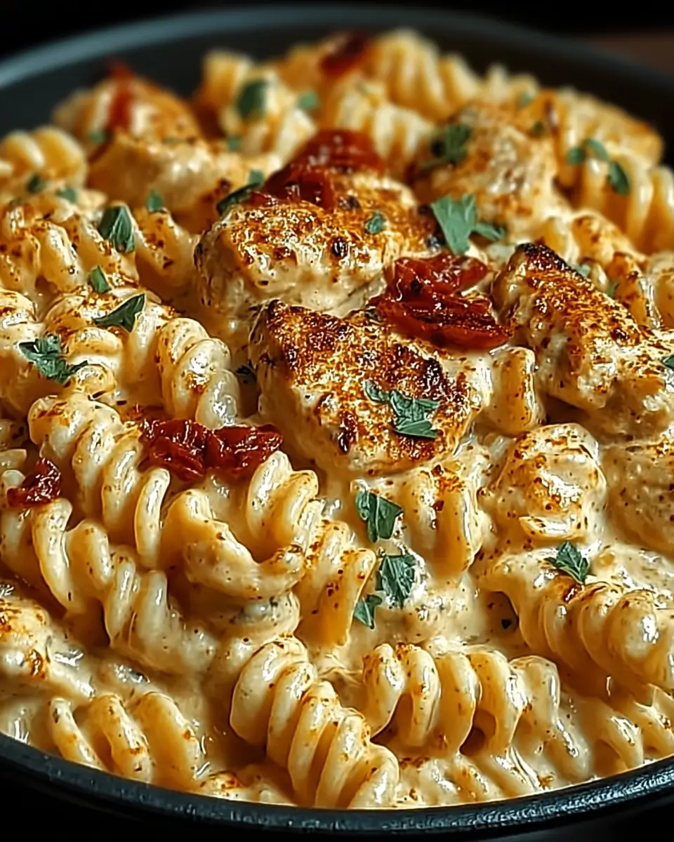A delicious plate of Cajun Cream Cheese Chicken Pasta Bake Recipe