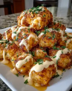A delicious plate of Cheddar Ranch Chicken Tater Tot Bake