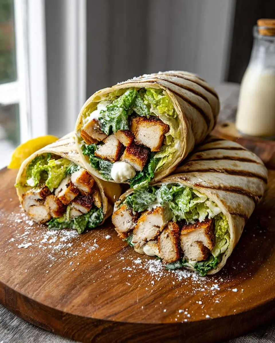 A delicious plate of Chicken Caesar Wraps