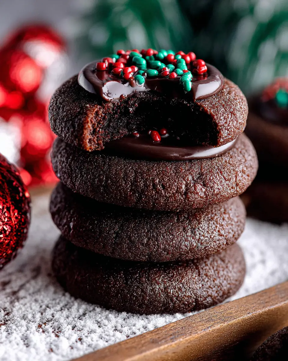 A delicious plate of Chocolate Thumbprint Cookies