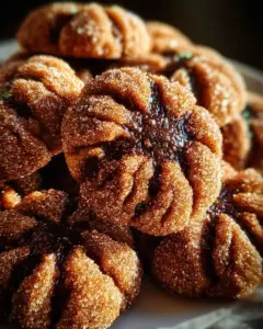 A delicious plate of Churro Crinkle Cookies with Cinnamon Sugar