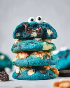 A delicious plate of Cookie Monster Cookies
