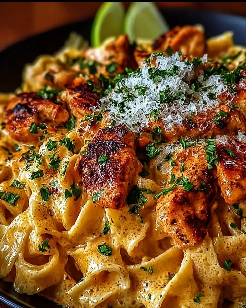 A delicious plate of Cowboy Butter Chicken Pasta Recipe