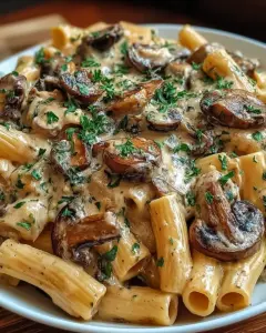 A delicious plate of Creamy Tuscan Mushroom Pasta Skillet: A Weeknight Delight