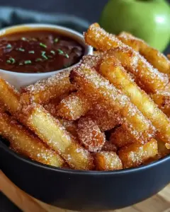 A delicious plate of Crispy Air Fryer Apple Fries
