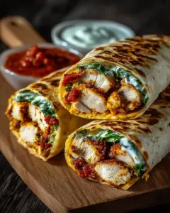 A delicious plate of Crispy Air Fryer Chicken & Mozzarella Wraps: Quick & Easy Dinner