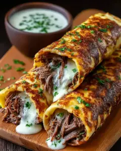 A delicious plate of French Dip Tortilla Roll Ups