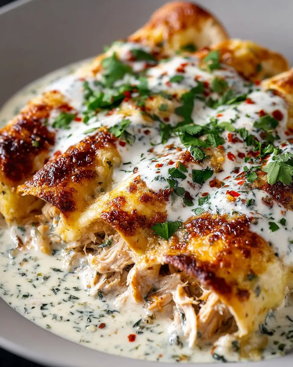 A delicious plate of High Protein Chicken Enchiladas With White Sauce