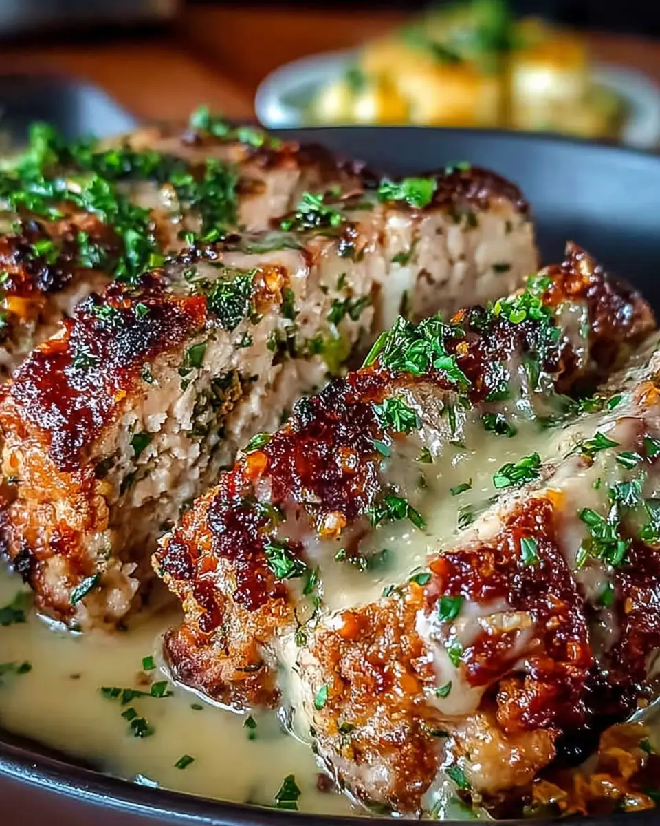 A delicious plate of Irresistible Garlic Parmesan Chicken Meatloaf Recipe