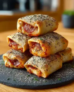 A delicious plate of Irresistible High Protein Pepperoni Pizza Rolls