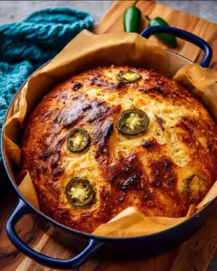 A delicious plate of Jalapeno Cheddar Dutch Oven Bread
