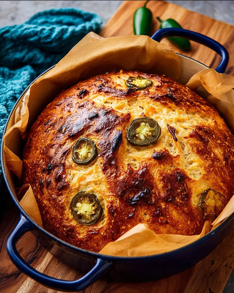 A delicious plate of Jalapeno Cheddar Dutch Oven Bread