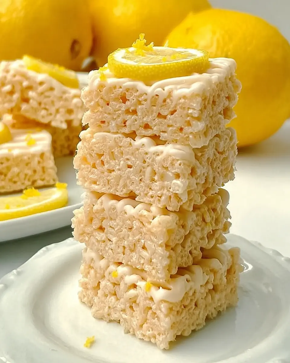 A delicious plate of Lemon Rice Krispy Treats