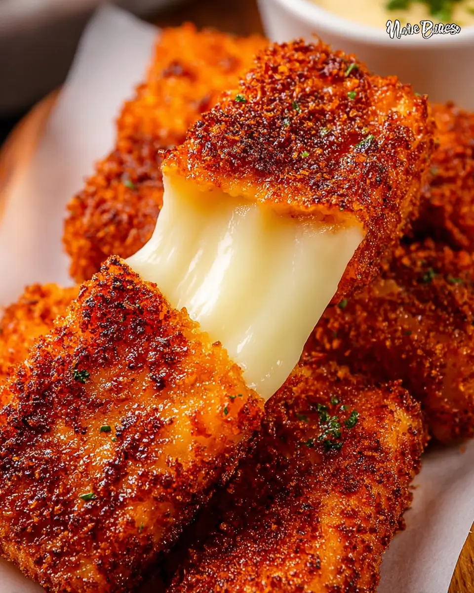 A delicious plate of Nashville Hot Mozzarella Stick