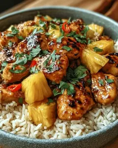 A delicious plate of Pineapple Chicken and Rice: Sweet, Savory, Effortlessly Easy