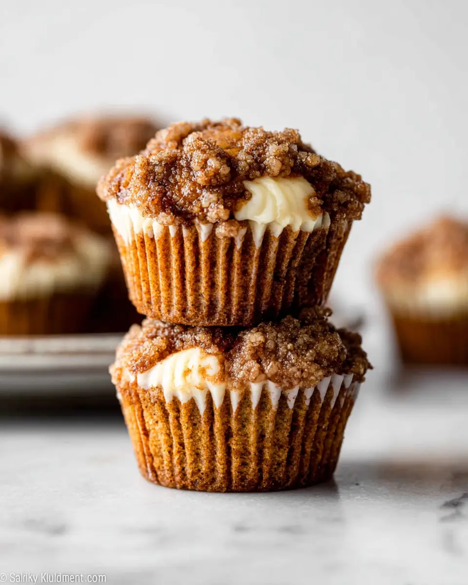 A delicious plate of Pumpkin Cream Cheese Muffins
