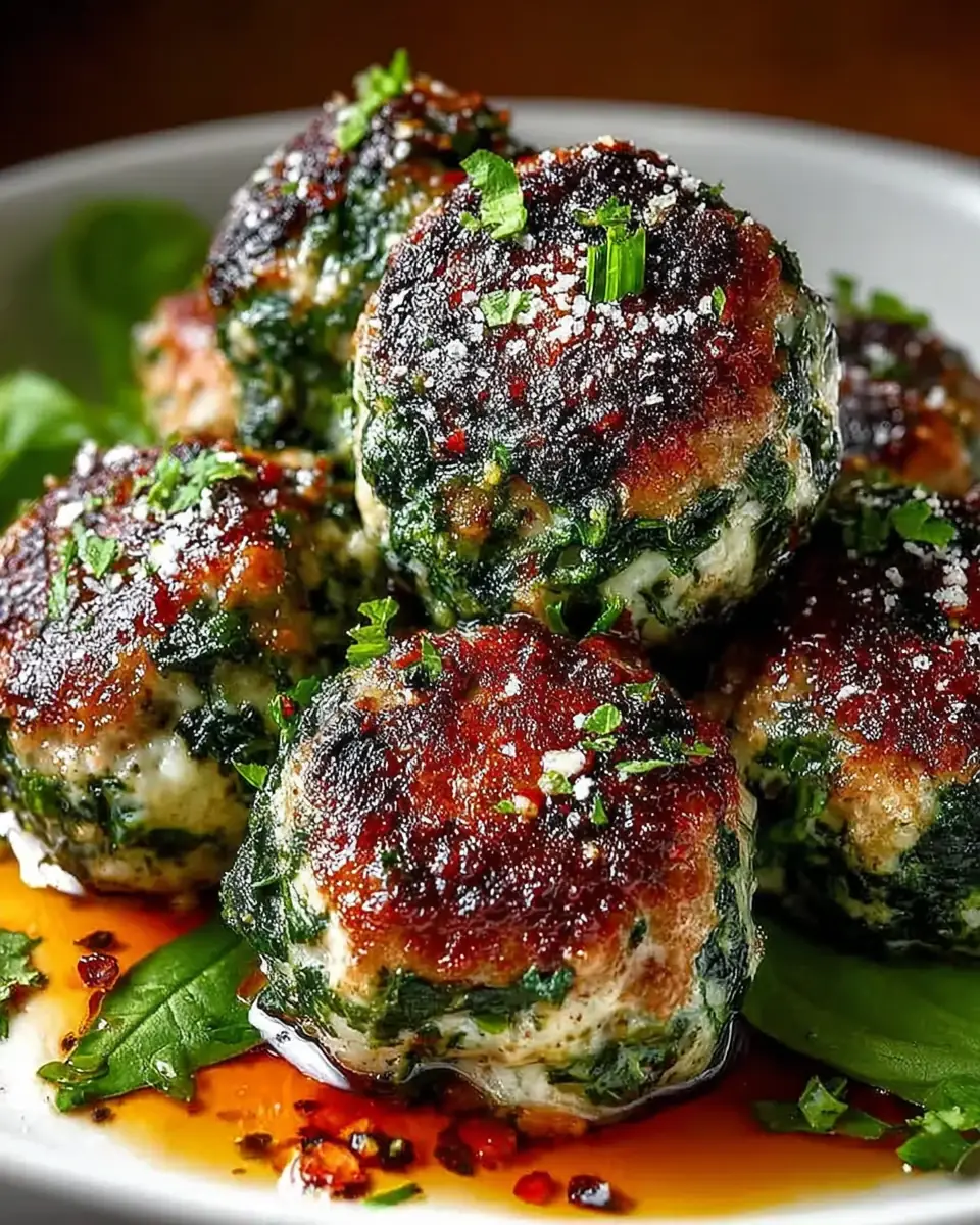 A delicious plate of Spinach Garlic Meatballs Recipe Everyone Will Love