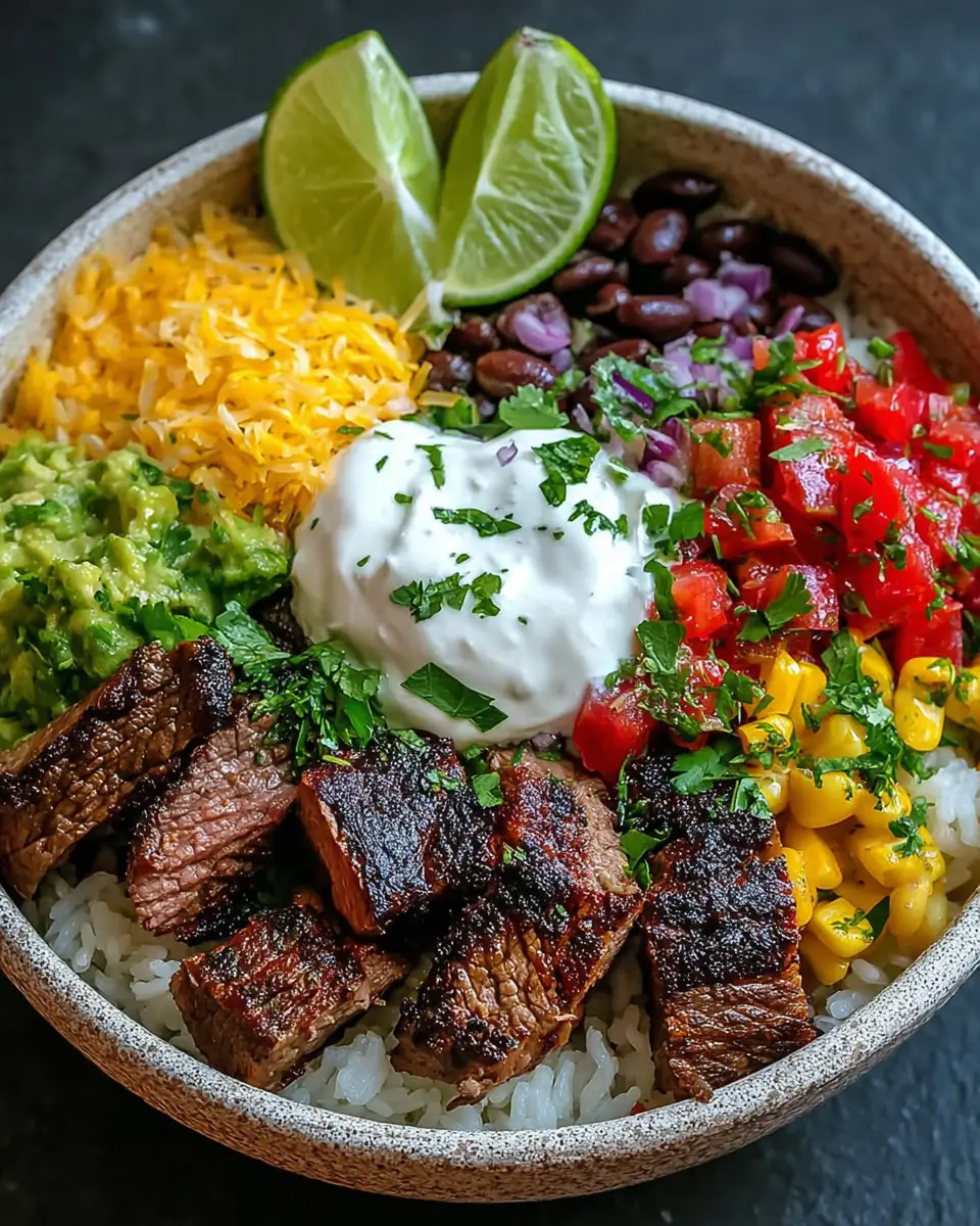 A delicious plate of Steak Burrito Bowl
