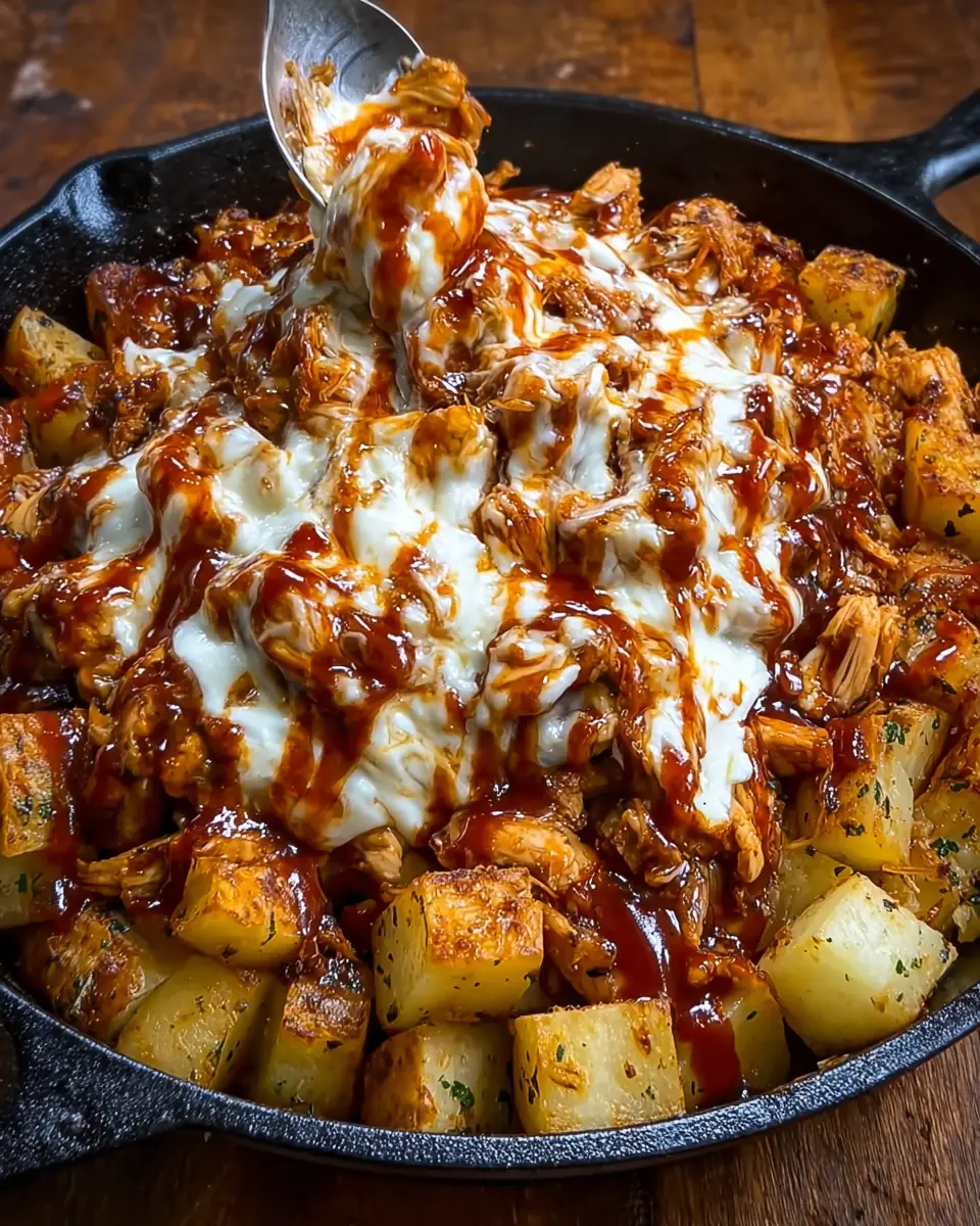 A delicious plate of BBQ Chicken and Potato Skillet