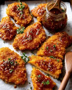 A delicious plate of Baked Crunchy Hot Honey Chicken