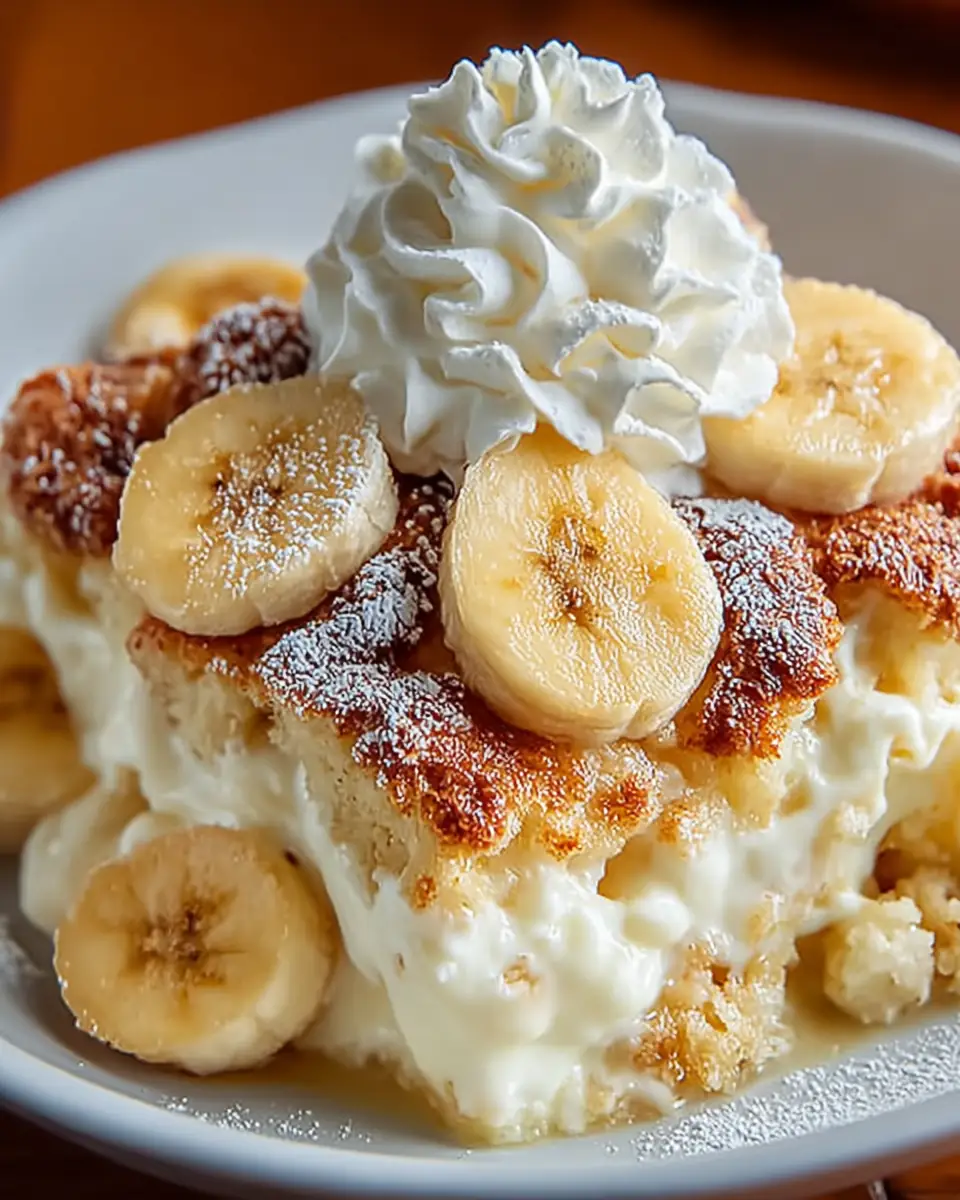 A delicious plate of Banana Cream Cheese Cobbler