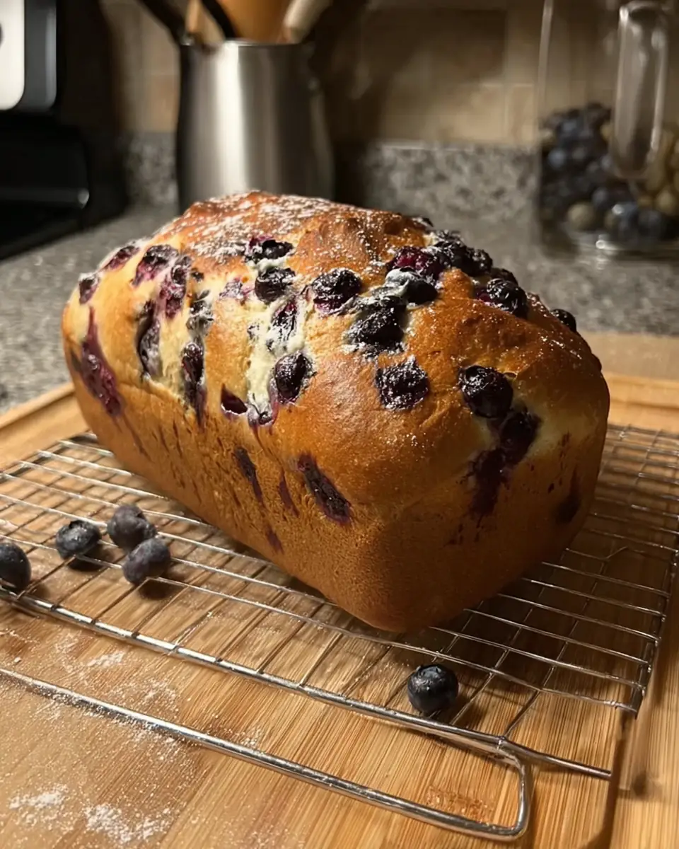 A delicious plate of Blueberry Cream Cheese Sourdough Loaf