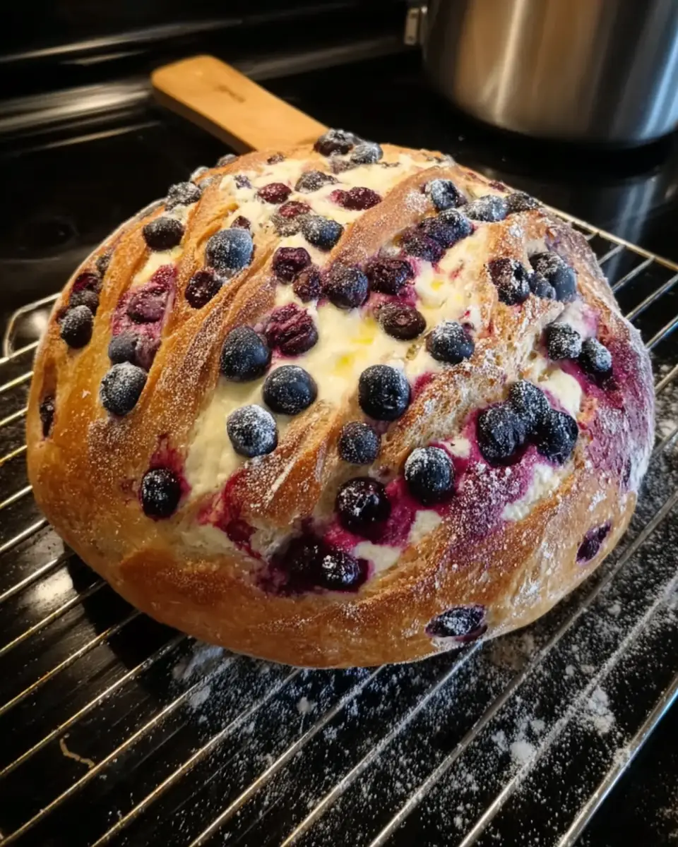 A delicious plate of Blueberry Lemon Cream Cheese Sourdough Bread