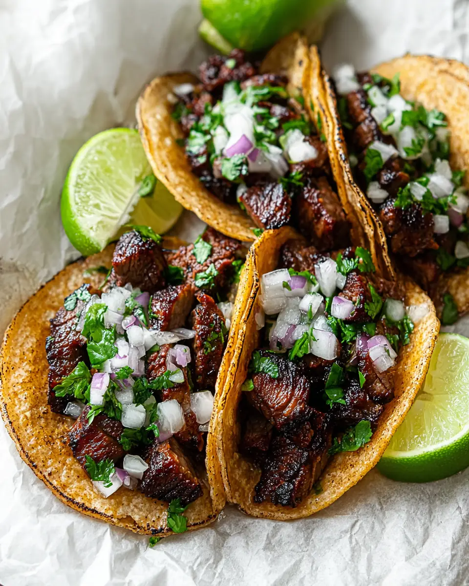 A delicious plate of Carne Asada Mexican Street Tacos