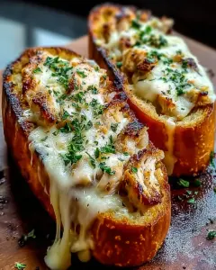 A delicious plate of Cheesy Chicken Garlic Bread Sandwich That Melts Hearts