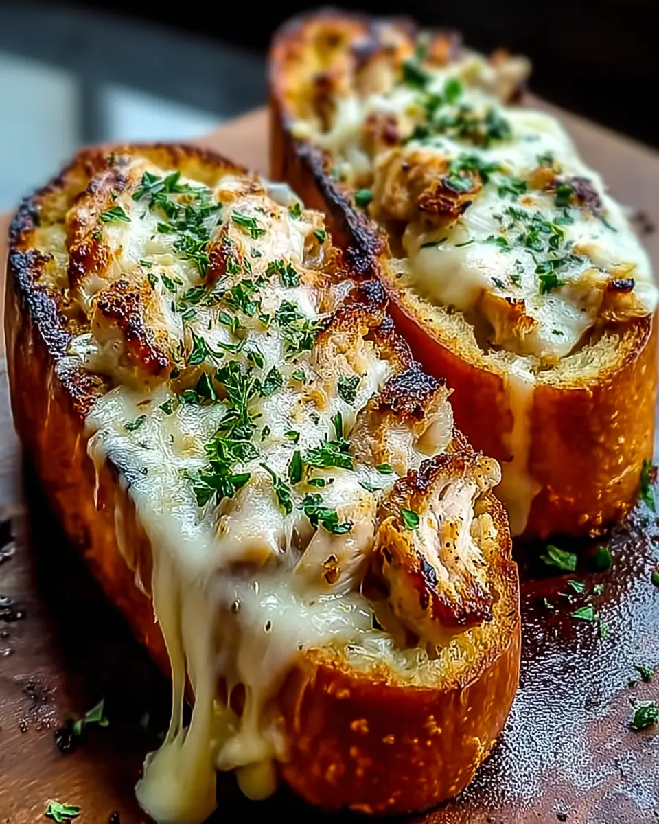A delicious plate of Cheesy Chicken Garlic Bread Sandwich That Melts Hearts