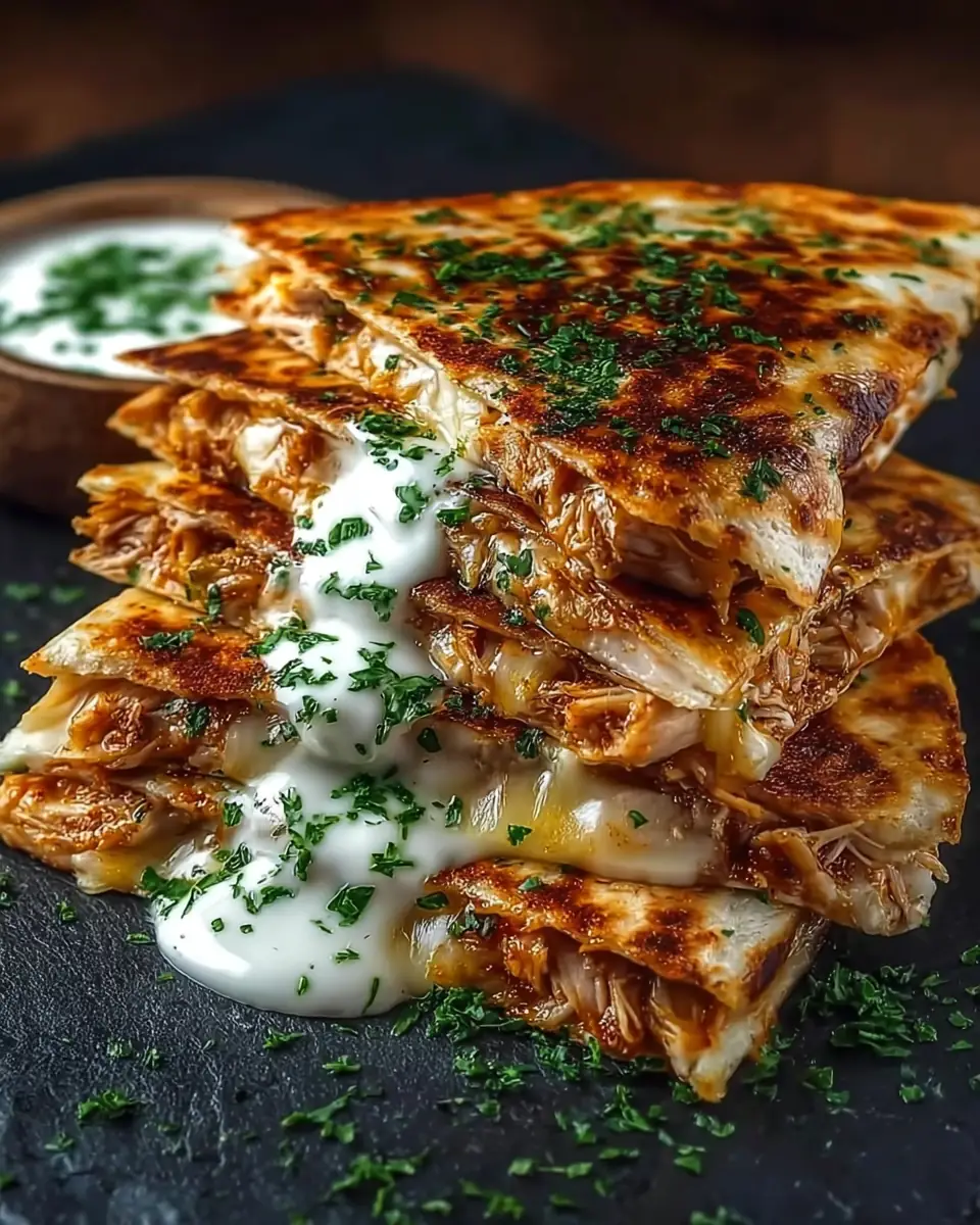 A delicious plate of Cheesy Hot Honey Chicken Quesadillas