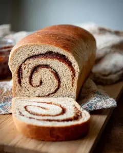 A delicious plate of Cinnamon Swirl Wheat Bread