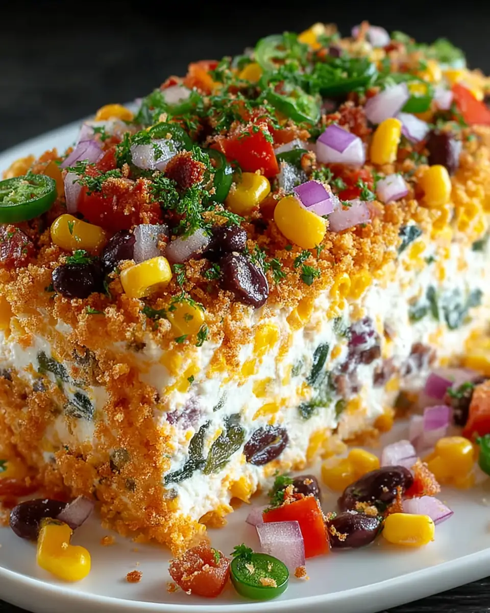 A delicious plate of Cowboy Caviar Jalapeno Popper Cheese Log