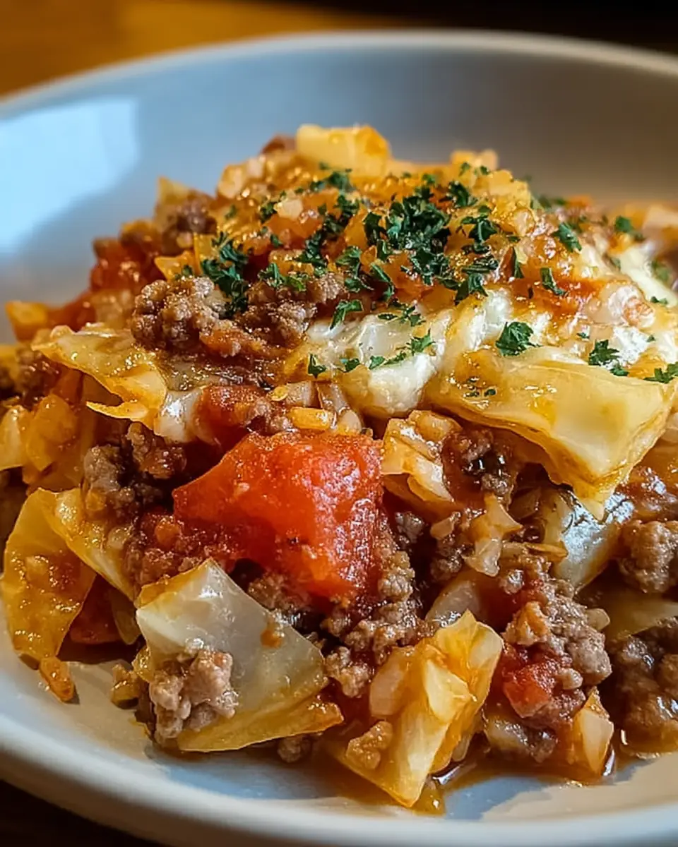 A delicious plate of Crockpot Cabbage Roll Casserole