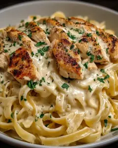 A delicious plate of Crockpot Chicken Alfredo