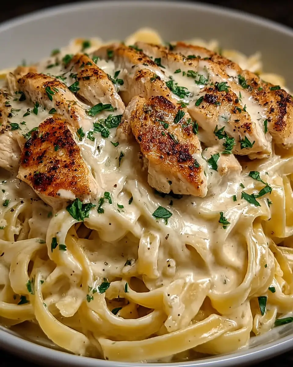 A delicious plate of Crockpot Chicken Alfredo