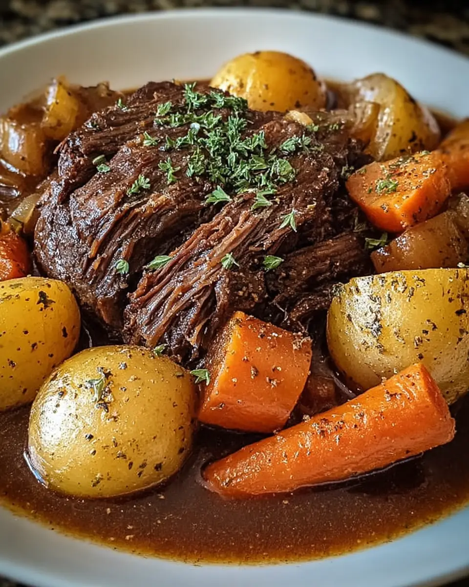 A delicious plate of Crockpot Pot Roast
