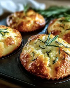 A delicious plate of Easy Garlic Rosemary Focaccia Muffins