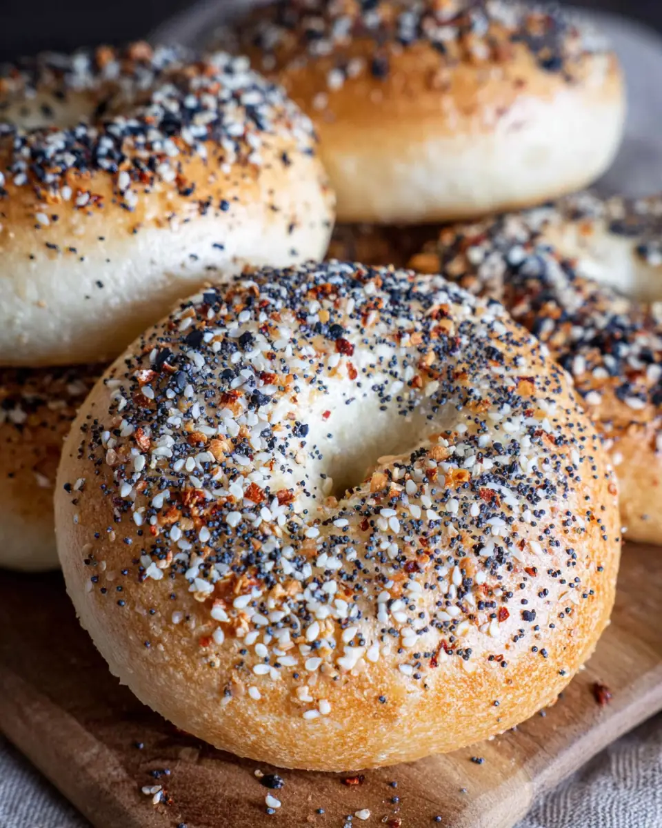 A delicious plate of Easy Sourdough Bagels (using discard or starter)