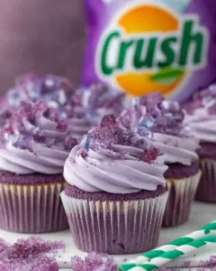 A delicious plate of Grape Soda Cupcakes