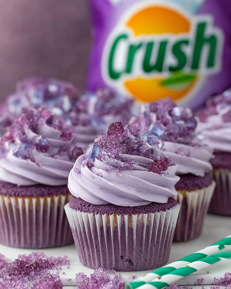A delicious plate of Grape Soda Cupcakes