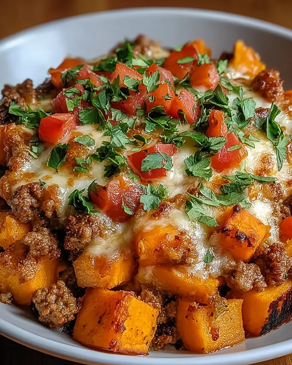 A delicious plate of Ground Turkey Sweet Potato Bake