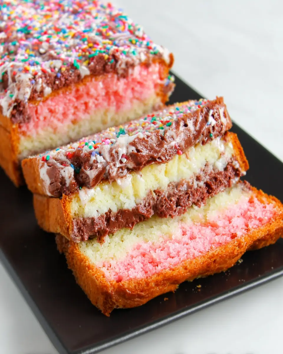 A delicious plate of Neapolitan Ice Cream Bread