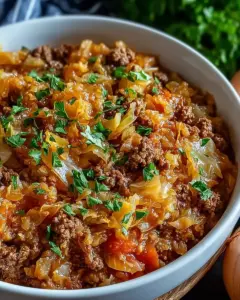 A delicious plate of One-Pot Cabbage Roll Casserole