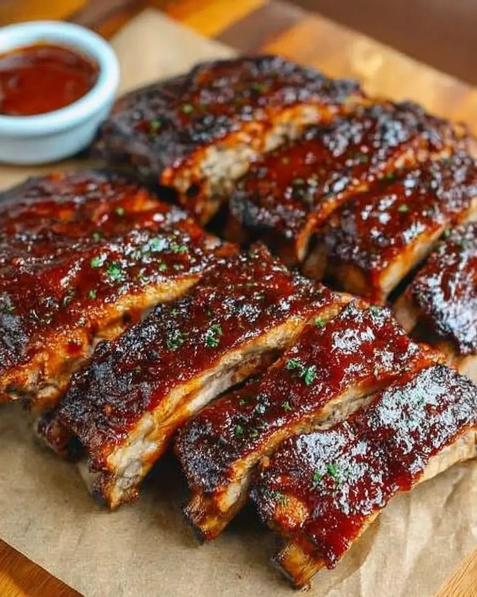 A delicious plate of Oven Baked BBQ Ribs