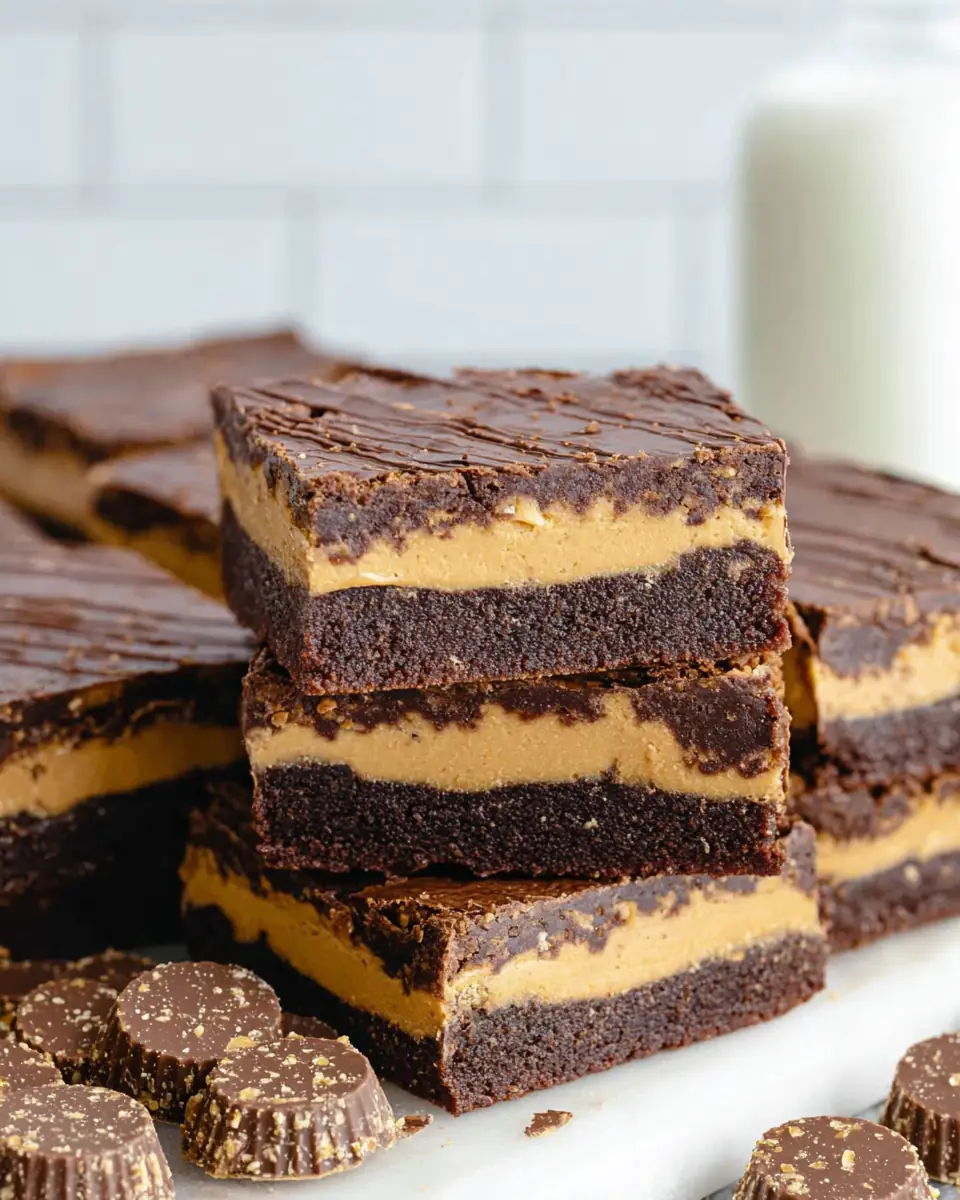 A delicious plate of Peanut Butter Cup Brownies