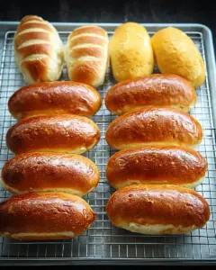 A delicious plate of Quick Homemade Hot Dog and Hamburger Buns