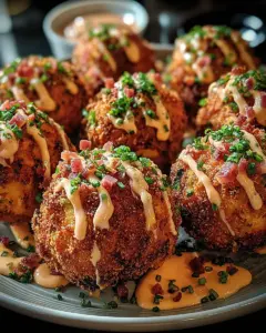 A delicious plate of Reuben Balls with Spicy Sauce: A Crispy, Cheesy Twist on a Deli Classic
